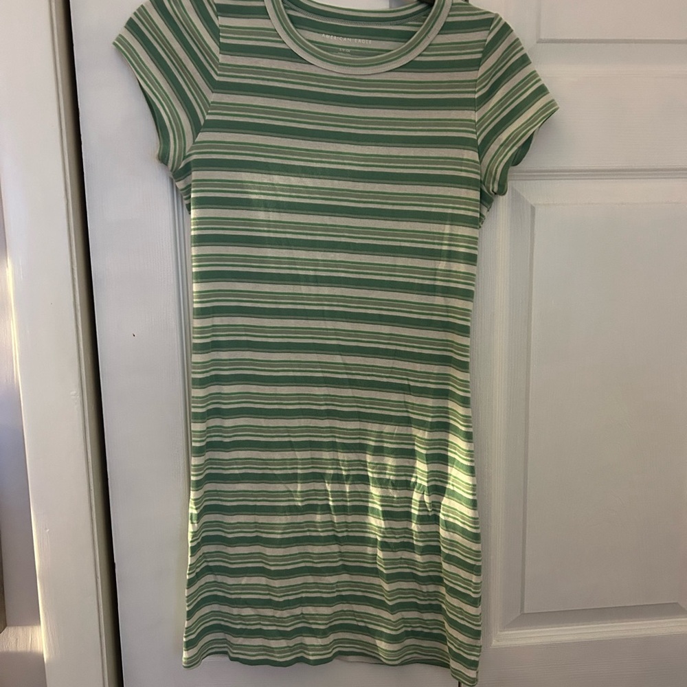 American Eagle Outfitters Green and White Striped Dress